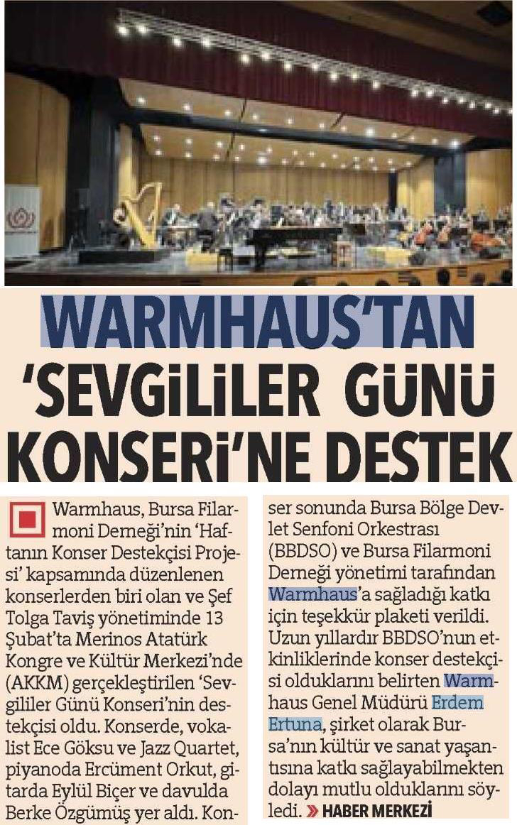 WARMHAUS'TAN SEVGİLİLER GÜNÜ KONSERİ'NE DESTEK