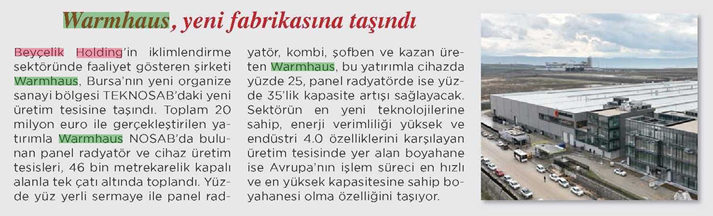 WARMHAUS YENİ FABRİKASINA TAŞINDI.