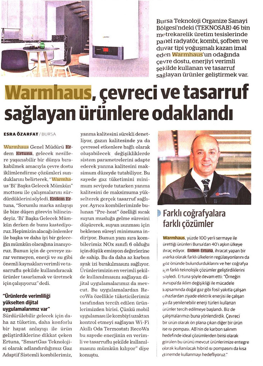 WARMHAUS, ÇEVRECİ ve TASARRUF SAĞLAYAN ÜRÜNLERE ODAKLANDI.