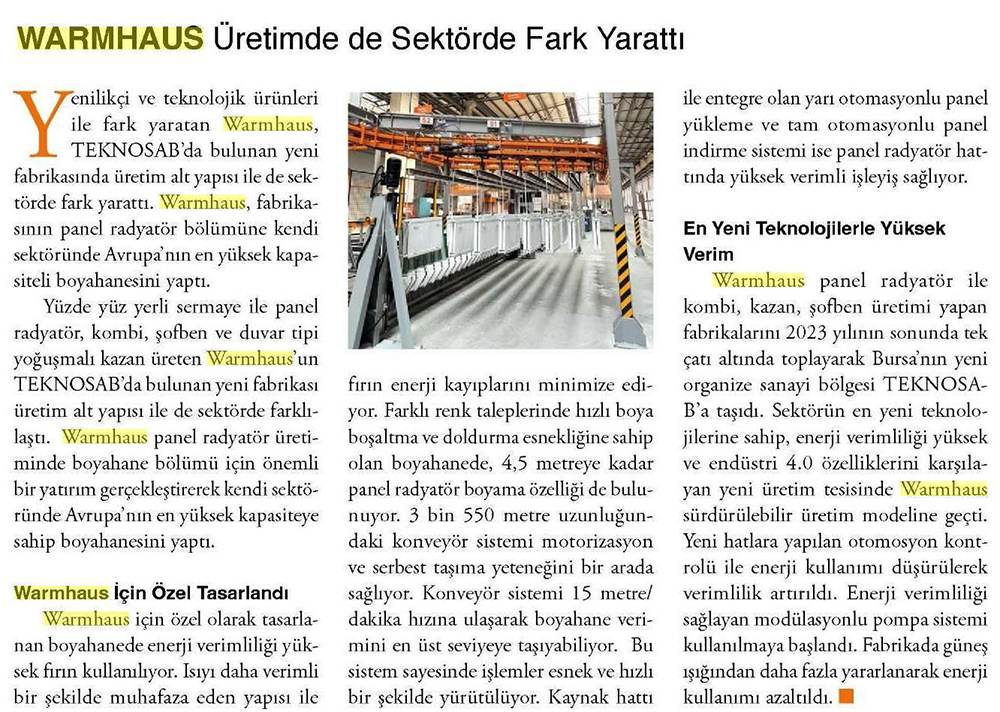 WARMHAUS, ÜRETİMDE DE SEKTORDE FARK YARATTI